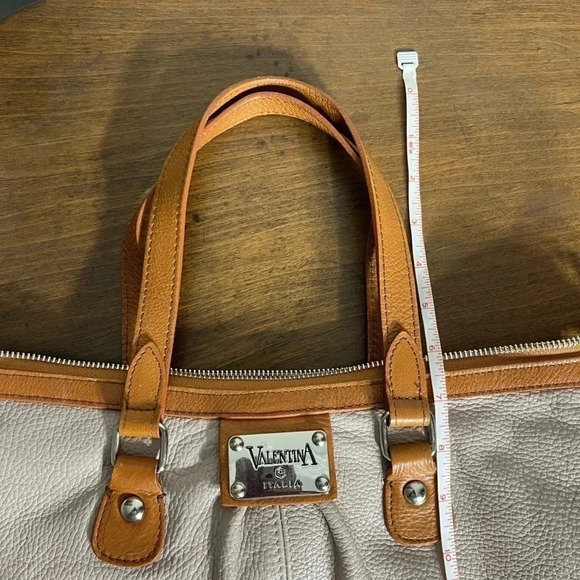 Valentina Italia Taupe and Saddle Leather Bag - Picture 9 of 12